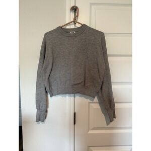 Cotton-On Textured Cropped Gray Sweater Women's Large